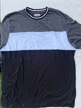 Hudson & Brown Men’s Colorblock Crew Tee — Charcoal, White & Black